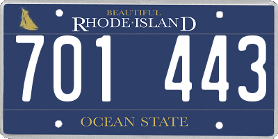 RI license plate 701443
