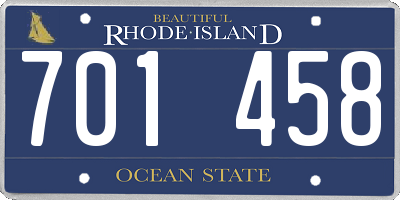 RI license plate 701458