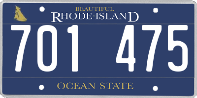 RI license plate 701475