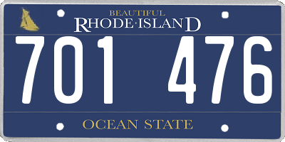RI license plate 701476