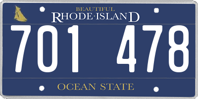 RI license plate 701478