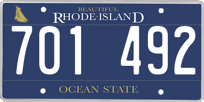 RI license plate 701492