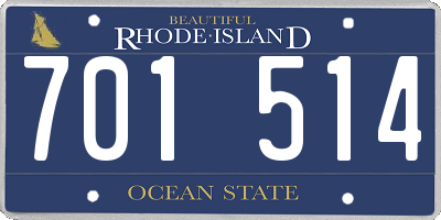 RI license plate 701514