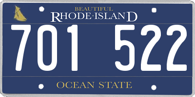 RI license plate 701522