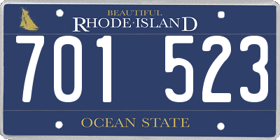 RI license plate 701523