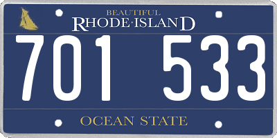 RI license plate 701533