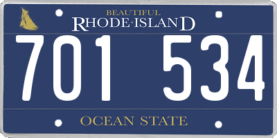 RI license plate 701534