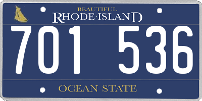 RI license plate 701536