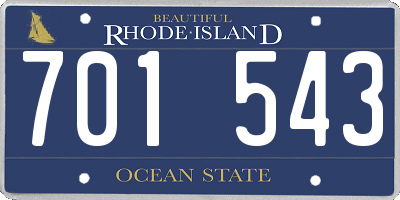 RI license plate 701543