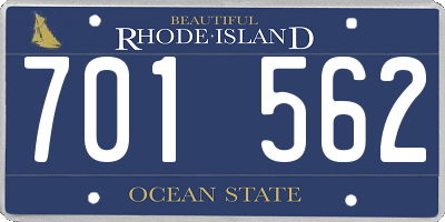 RI license plate 701562