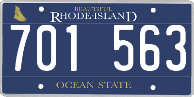 RI license plate 701563