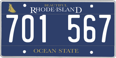RI license plate 701567