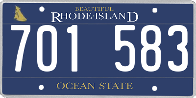RI license plate 701583