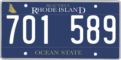 RI license plate 701589