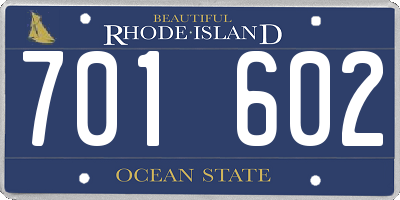 RI license plate 701602