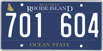 RI license plate 701604