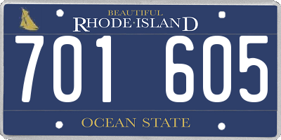 RI license plate 701605