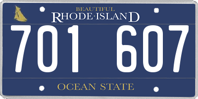 RI license plate 701607