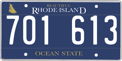 RI license plate 701613