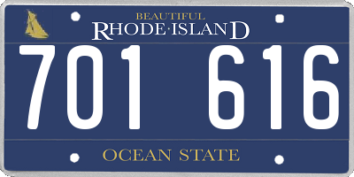 RI license plate 701616