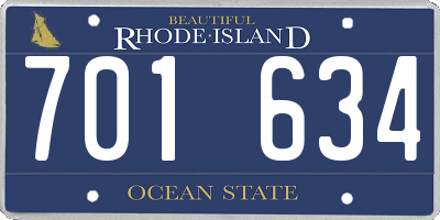RI license plate 701634