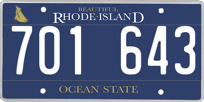 RI license plate 701643