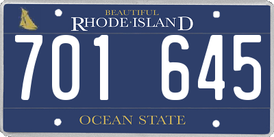 RI license plate 701645