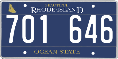 RI license plate 701646