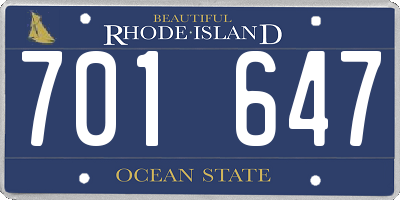 RI license plate 701647