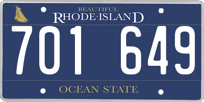 RI license plate 701649