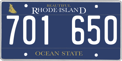 RI license plate 701650