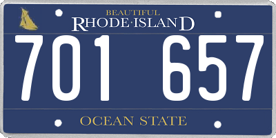 RI license plate 701657