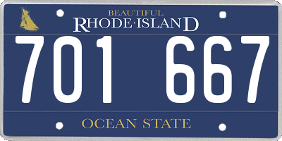 RI license plate 701667