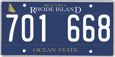 RI license plate 701668