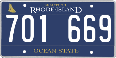 RI license plate 701669