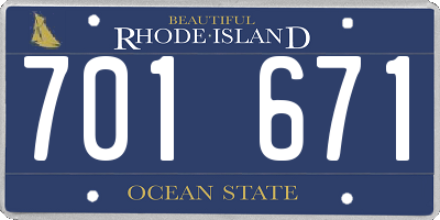 RI license plate 701671