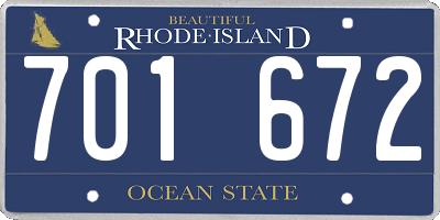 RI license plate 701672