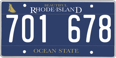 RI license plate 701678
