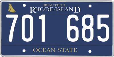 RI license plate 701685