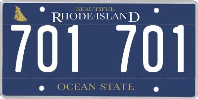 RI license plate 701701