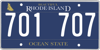 RI license plate 701707