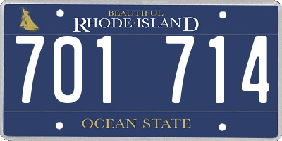 RI license plate 701714
