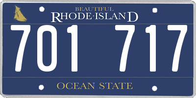 RI license plate 701717