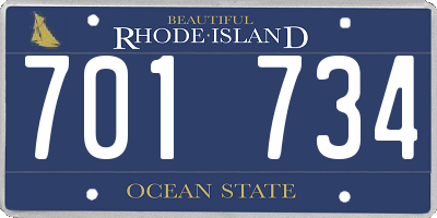 RI license plate 701734