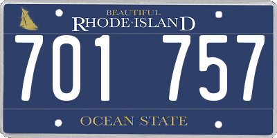 RI license plate 701757