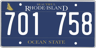 RI license plate 701758
