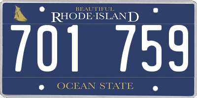 RI license plate 701759