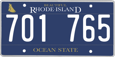 RI license plate 701765