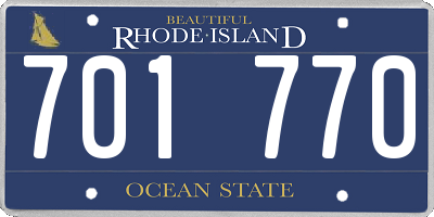 RI license plate 701770