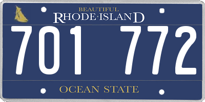 RI license plate 701772